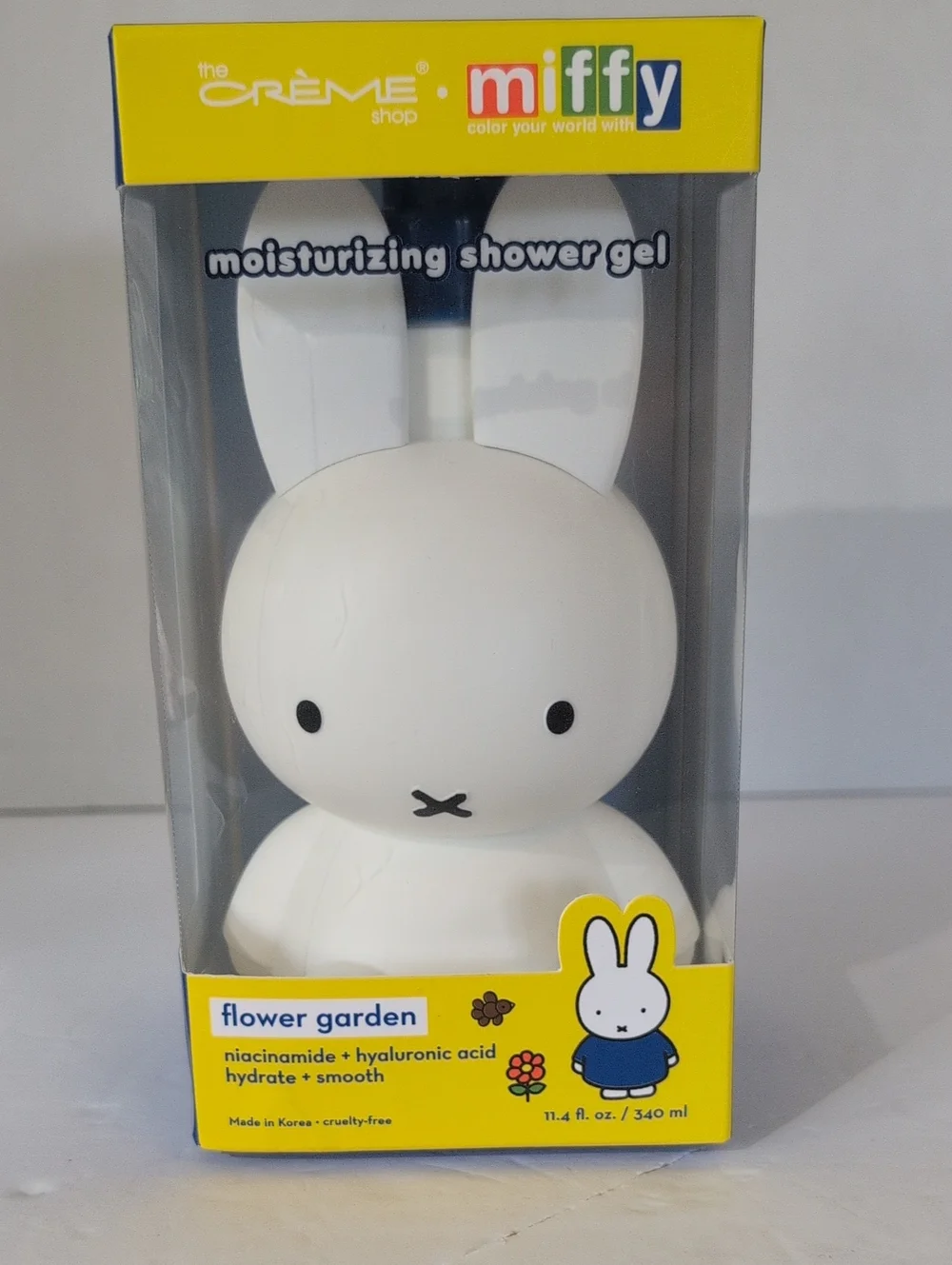 NWT The Cream Shop X-miffy Moisturizing Shower Gel Bunny Bottle- Flower 11.4 Oz